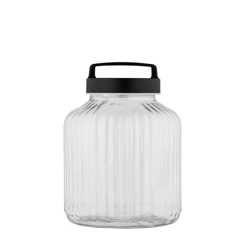 Amici Home Franklin Glass Airtight Kitchen Canister, For Organization of Flour, Sugar, Nuts, and Other Dry Goods, Black Metal Cover ,144 oz., 1 of 5