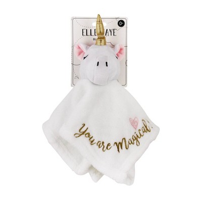 Elle &#38; Jaye Security Blanket White Unicorn Embroidered Lovey