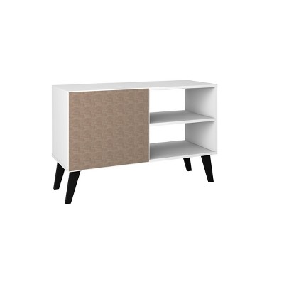 Amsterdam White Mid-Century Modern TV Stand with Cabinet