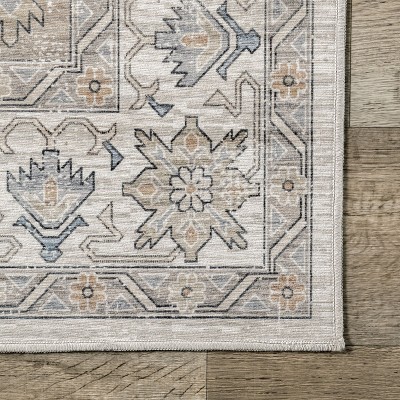 Beige and Ivory Synthetic Flat Woven 5' x 8' Area Rug