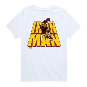Boys' - Marvel - Iron Man Stacked Name Short Sleeve Graphic T-Shirt - 1 of 4
