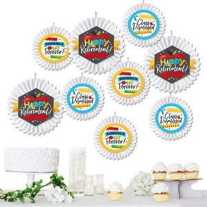 Big Dot of Happiness Teacher Retirement - Hanging Happy Retirement Party Tissue Decoration Kit - Paper Fans - Set of 9 - 1 of 4