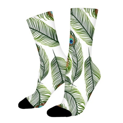 Peacock Feathers Women Printed Crew Socks Funny Funky Socks Soft Polyester Novelty Gifts for Artists Men