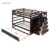 Full Over Full Bunk Bed with Twin Trundle, Storage Drawers & Staircase, Wooden Loft Bed for Kids & Adults, White/Gray/Espresso - ModernLuxe - 3 of 4