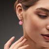 EVERLY JEWELRY | Rose Plated Sterling Silver 1/6 CT TGW White Topaz Hoop Earrings Pink Enamel Plated - 4 of 4