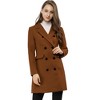 Allegra K Women's Elegant Notched Lapel Double Breasted Long Sleeve Winter Overcoat - 3 of 4