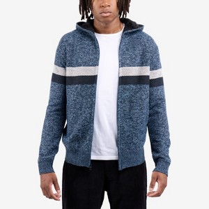 X RAY Full Zip Hooded Sweater With Stripes & Faux Shearling Lining - 1 of 4