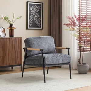 CAVINAS 27.56" Modern Accent Chair, Upholstered Arm Chair with Plush Cushions, Minimalist Metal Frame, and Wooden Armrest Design - 1 of 4