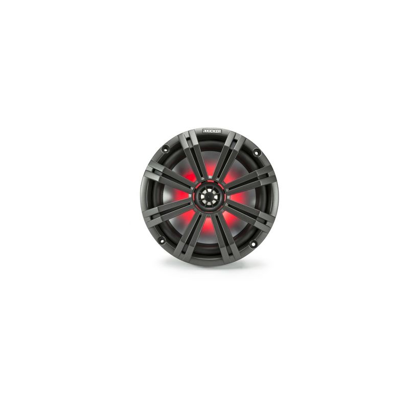 Kicker KM8 8-Inch (200mm) Marine Coaxial Speakers with 1-Inch (25mm) Tweeters, LED, 4-Ohm,Charcoal and White Grilles, 2 of 10