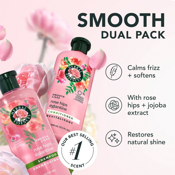 Herbal Essences Classic Smooth Shampoo Paquete Doble - 27 fl oz: Para todo tipo de cabello, uso diario, libre de aceite mineral, contiene jojoba y vitamina E 2