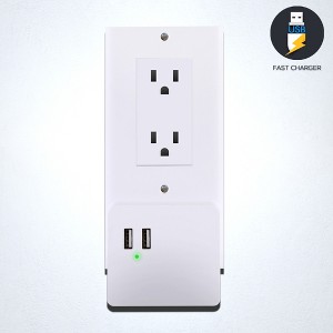 Pyle USB Wall Power Outlet Cover Plate with Dual USB Charging Ports and Device Holder - White (PWPLGU204) - 1 of 4
