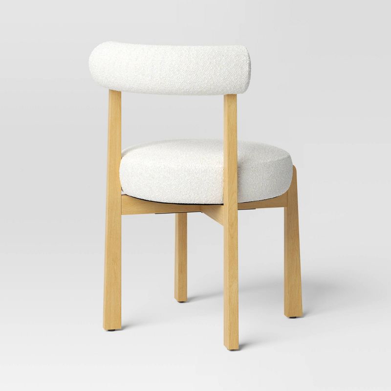 Sculptural Upholstered and Wood Dining Chair Cream Boucle - Threshold™, 4 of 6