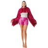 Slickblue Women's Metallic Fringe Bolero Jacket, Long Sleeve Crop Style with Hook Front, Party Layer, Pink, Size S-L - 2 of 4