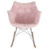 LeisureMod Willow Nursery Rocking Chair in Twill Fabric/Velvet Upholstery - Eiffel Ash Wood Base, Plus Comfort, Perfect for Nurseries - 3 of 4