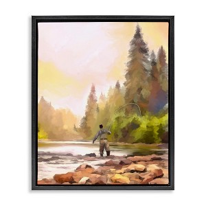 Stupell Industries Fly Fishing at Lake Black Framed Floater Canvas Wall Art - 1 of 4