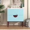 YOOCOZZ 30'' Freestanding Bathroom Vanity Cabinet with Ceramic Sink and 2 Drawers-Blue - 3 of 4