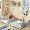 Lyngins Low-Profile Twin Size Bed Frame, Metal House Platform Bed with X-Shaped Safety Railings, Triangle Structure Kids Beds with Headboards - 2 of 4