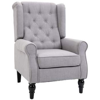 HOMCOM Button-Tufted Accent Chair with High Wingback, Rounded Cushioned Armrests and Thick Padded Seat