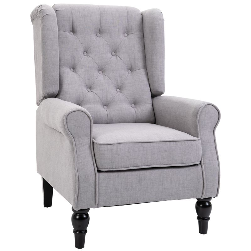 HOMCOM Button-Tufted Accent Chair with High Wingback, Rounded Cushioned Armrests and Thick Padded Seat, 1 of 11