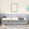 Modern Twin Size Platform Bed Frame With Trundle Solid Wood Slats No Box Spring Needed For Bedroom Guest Room - 2 of 4