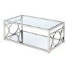 Royal Hampton 47 Inch Coffee Table, Glass Top, Mirrored Bottom Shelf, Metal Accents - 3 of 4
