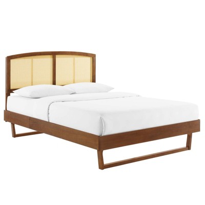 Modway Sierra Cane and Wood Full Platform Bed With Angular Legs