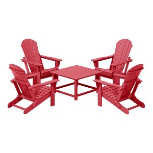 WestinTrends Malibu 5-Piece HDPE Adirondack Chair Outdoor Patio Square Table Conversation Set - 1 of 4