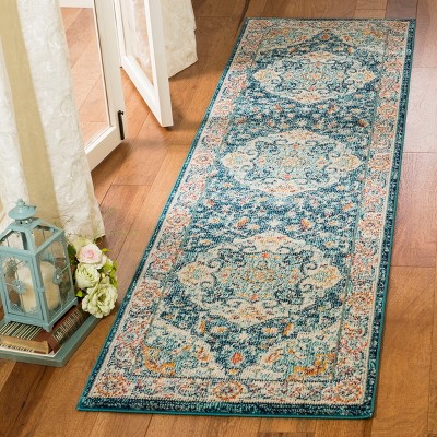 Elegant Ivory Medallion 27'' Synthetic Reversible Runner Rug