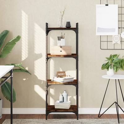 vidaXL Bookcase 4-Tier Smoked Oak 15.7 in.x11.8 in.x47.2 in. Engineered Wood