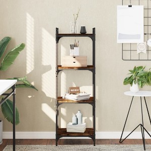 vidaXL Bookcase 4-Tier Smoked Oak 15.7 in.x11.8 in.x47.2 in. Engineered Wood - 1 of 4