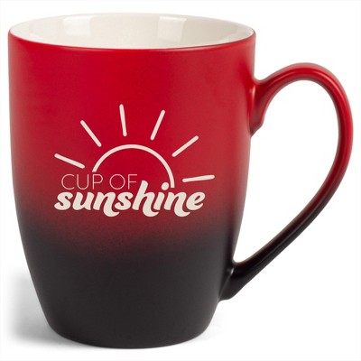 Elanze Designs Cup of Sunshine 12 Ounce Ceramic Laser-Etched Engraved Drinkware Mug, Red and Black Ombre