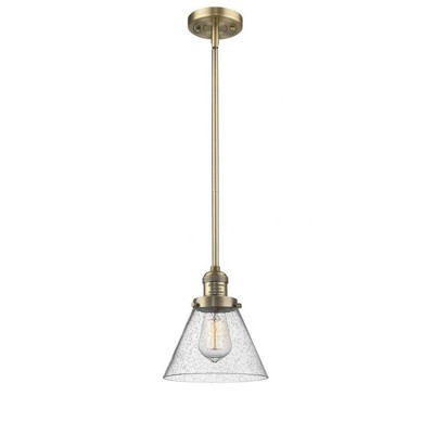 Cone - 1 Light Stem Hung Mini Pendant In Industrial Style-10 Inches Tall and 8 Inches Wide