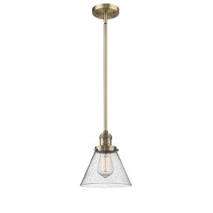 Cone - 1 Light Stem Hung Mini Pendant In Industrial Style-10 Inches Tall and 8 Inches Wide - 1 of 1