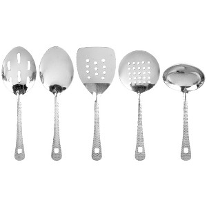 Lexi Home 5-Piece Stainless Steel Hammered Mini Kitchen Utensil Set - 1 of 4