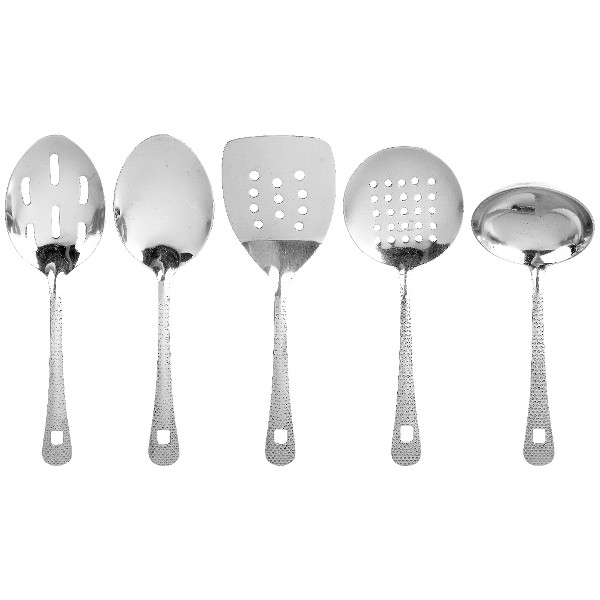Lexi Home Set de 5 utensilios de cocina mini de acero inoxidable martillado