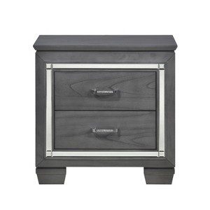 NicBex Nightstand with 2 Drawers,1pc Side Table with LED Lighting and Black Finish,28 inch Bedside Table for Bedroom,Living Room,Black/Silver/Gray - 1 of 4