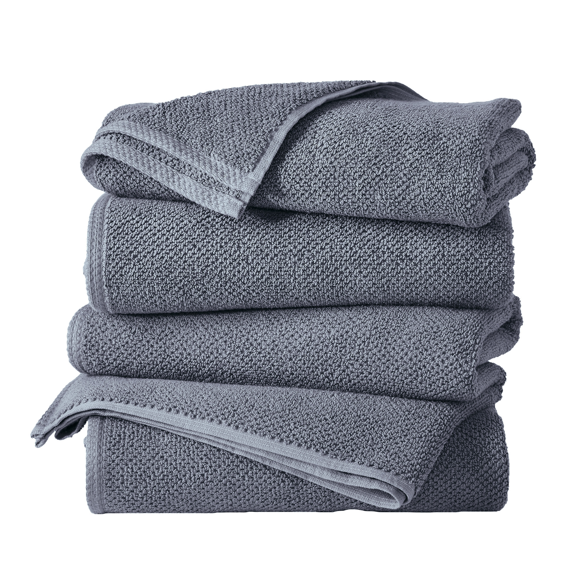 Cotton Quick Dry Loop Textured Bath Towel - Great Bay Home (Chambray Blue, Bath Towel - Set of 4)