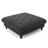 Tufted Square Ottoman Bench with Plush Upholstered Top and Sturdy Wooden Legs for Living Room -3irtyhousy - 3 of 4