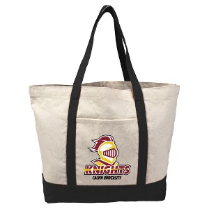 Calvin University Primary Logo Canvas Tote Bag With External Pocket, Reusable Shoulder Bag for Shopping, School, Beach, Black - 1 of 4