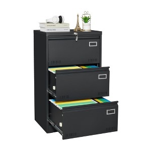 YONWAY 3 Drawer Metal File Cabinet,Lateral Filing Cabinet with Lock,File Storage Cabinets,for Office/Legal/Letter/A4/F4,for Home Office and School - 1 of 4