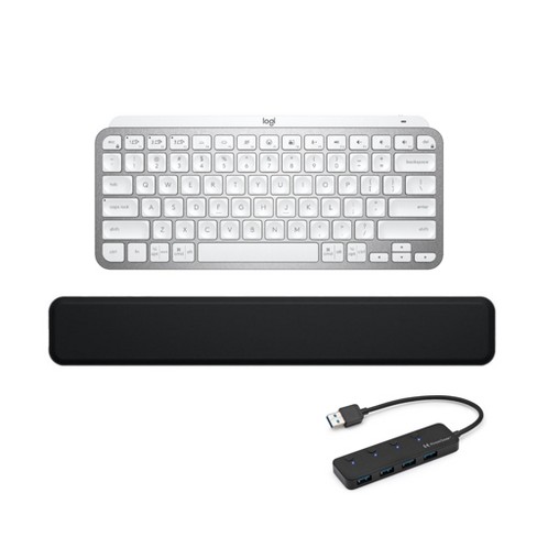 Logitech MX Keys Mini Wireless Keyboard Bundle with Palm Rest and 4-Port USB