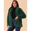 Seta T Women's Faux Fur Coat Long Sleeve Pockets Lapel Shaggy Warm Winter Overcoat Fluffy Jackets - 2 of 4