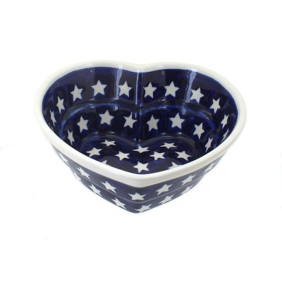 Blue Rose Polish Pottery Stars Small Heart Bowl