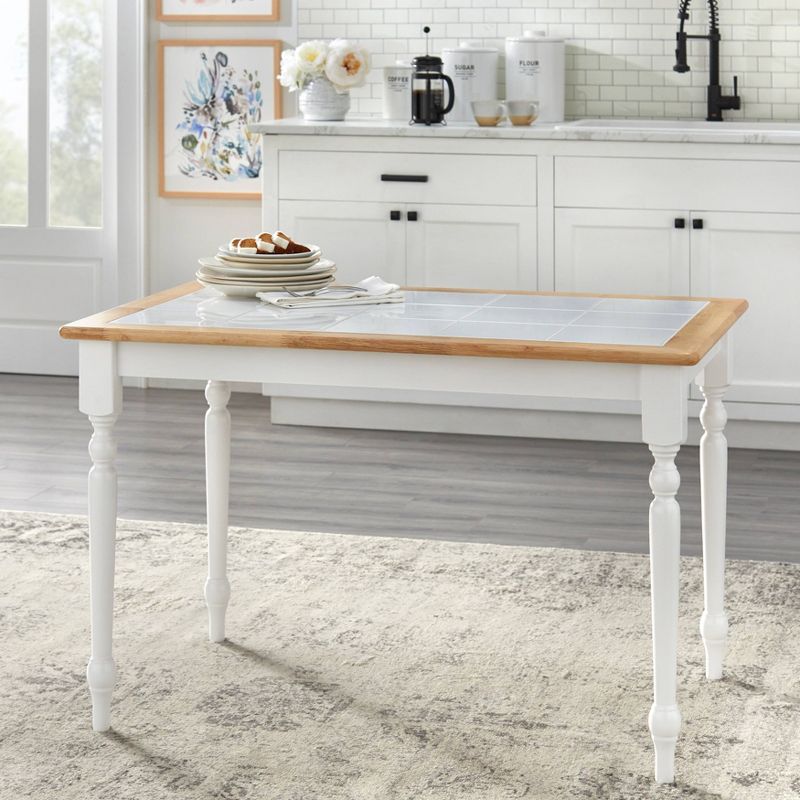 Tara Tile Top Dining Table White/Natural - Buylateral, 3 of 6