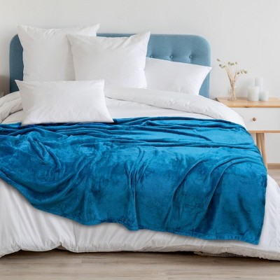 Turquoise Twin Size Fleece Flannel Throw Blanket