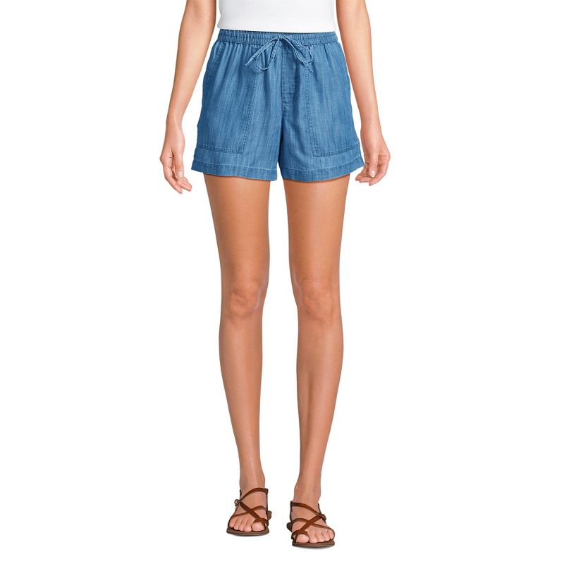 Lands' End Women's High Rise Pull On Drawstring 5" TENCEL Shorts, 1 of 5
