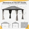 10x12 FT Outdoor Patio Aluminum Gazebo,Galvanized Steel Roof Gazebo,Pavilion With Zippered Netting And Curtains For Garden,Lawns-Coolbibila - 4 of 4