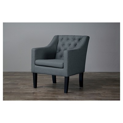 Elegant Brittany Gray Microfiber Club Chair with Wood Legs