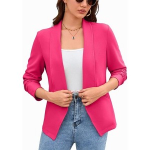 Coolmee Women's Long Sleeve Blazer Lightweight Open Front Lapel Collar Cardigan Jacket for Business with Pockets - 1 of 3