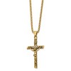 Chisel Stainless Steel Antiqued and Polished Yellow IP-plated INRI Crucifix Pendant Box Chain Necklace 22" - 3 of 4